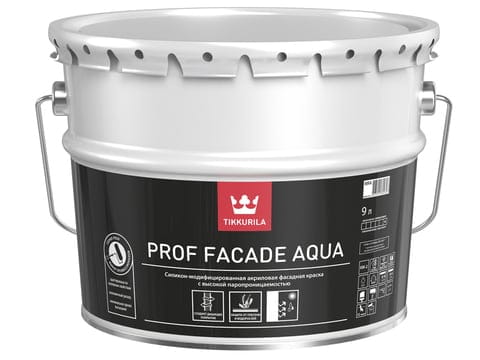 Краска фасадная TIKKURILA PROF FACADE AQUA 9 л силикон-модифицированная матовая база MRA белая