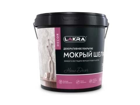 Штукатурка декоративная ЛАКРА ДЕКОР МОКРЫЙ ШЕЛК 3 кг серебристо-перламутровая с эффектом перламутрового шелка