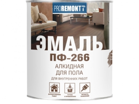 Эмаль для пола ПФ-266 PROREMONTT 0,9 кг глянцевая красно-коричневая