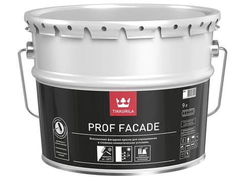 Краска фасадная TIKKURILA PROF FACADE KA 9 л всесезонная на растворителе матовая база А белая