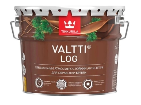 Антисептик TIKKURILA VALTTI LOG 9 л атмосферостойкий на растворителе для пропитки бревен тик