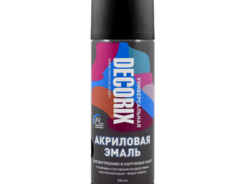 Эмаль универсальная аэрозольная DECORIX 520 мл глянцевая чёрный 0101-01 DX