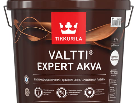 Лазурь декоративно-защитная TIKKURILA VALTTI EXPERT AKVA 2,7 л на водной основе база EP под колеровка бесцветный