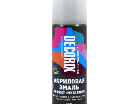 Эмаль универсальная аэрозольная DECORIX 520 мл глянцевый серебристый 0101-25 DX