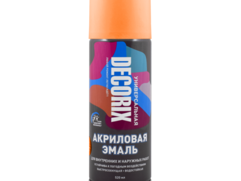 Эмаль универсальная аэрозольная DECORIX 520 мл глянцевая апельсиновый