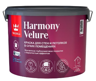 Краска интерьерная TIKKURILA HARMONY VELURE 9 л с бархатистым эффектом матовая база А белая