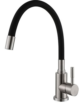 Смеситель для кухни GOLDEN FOX 11320 с высоким силикон.изливом (черный)