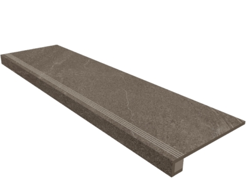 Комплект (Ступень Estima Gabbro (GB) 03 (33*120) непол. (прямоугол. бортик) с насечками + подступенок (14,5*120))