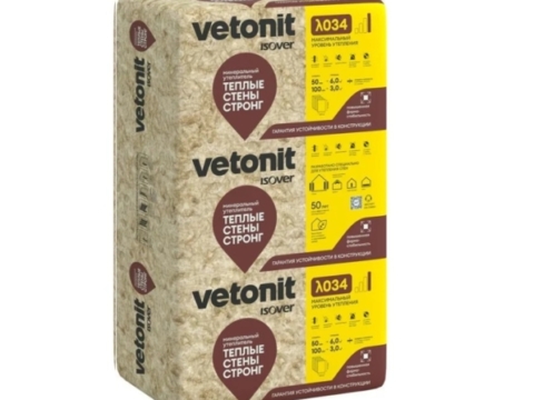 Теплозвукоизоляция Vetonit Теплые Стены СТРОНГ 50*610*1000 мм (6м2/0,305м3/10шт) 67105