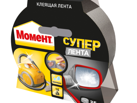 Лента клеящая МОМЕНТ Супер серебряная 10 м