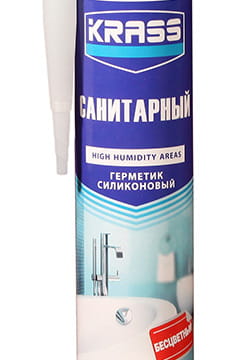 Герметик силиконовый санитарный KRASS САНИТАРНЫЙ 300 мл стойкий к плесени водонепроницаемый белый