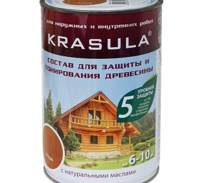 Состав защитно-декоративный KRASULA махагон 3,3 л