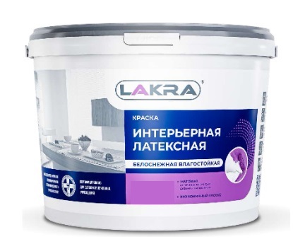 Краска интерьерная влагостойкая ЛАКРА 3 кг латексная матовая белоснежная