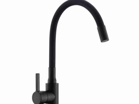 Смеситель для кухни GOTA ROCIO 016098 с высоким силиконовым изливом черный