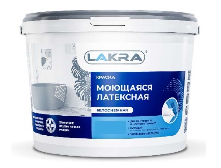 Краска моющаяся ЛАКРА 6,5 кг латексная водно-дисперсионная матовая белоснежная