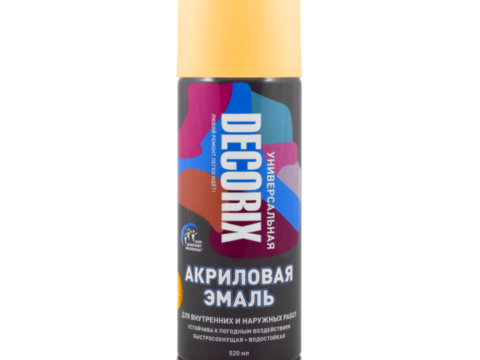 Эмаль универсальная аэрозольная DECORIX 520 мл глянцевая темно-желтый