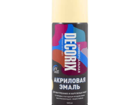 Эмаль универсальная аэрозольная DECORIX 520 мл глянцевый кремовый