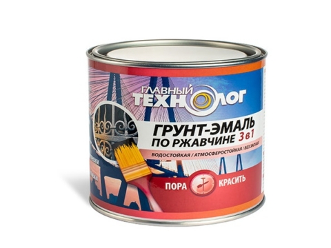 Грунт-эмаль по ржавчине латексная Главный Технолог 3 в 1 белая 2,4 кг