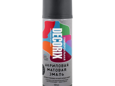 Эмаль универсальная аэрозольная DECORIX 520 мл матовая чёрный 0101-02 DX