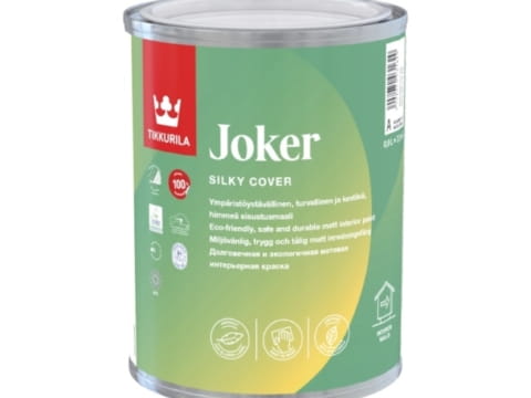 Краска интерьерная TIKKURILA JOKER 0,9 л экологичная гипоаллергенная с шелковистым эффектом матовая база C под колеровку