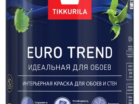 Краска интерьерная TIKKURILA EURO TREND 0,9 л для обоев и стен матовая база А белая